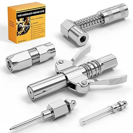 5-Pc Ecarke 12000 PSI Grease Gun Coupler Kit w/ Quick-Release & 90° Adapter