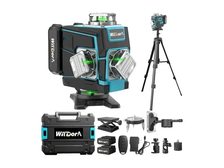 Wildora 4x360° 16-Line Self-Leveling Laser Level w/ Tripod (Mobile App Deal)