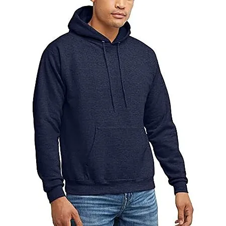 Hanes Men's EcoSmart Fleece Pullover Hooded Sweatshirt (Heather Navy)