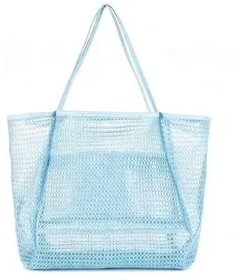 MEALNET Beach Bag with Mini Pocket, Large Foldable Mesh Tote