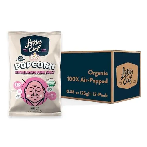 LesserEvil Himalayan Pink Salt Organic Popcorn 12-Pack