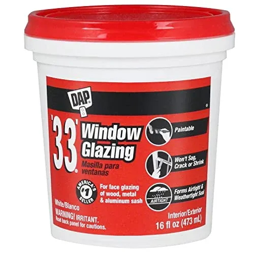 DAP '33' Window Glazing, White, 16 Oz