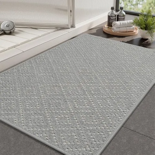 AMOAMI Thin Chenille Bath Mat (Various Sizes Available)