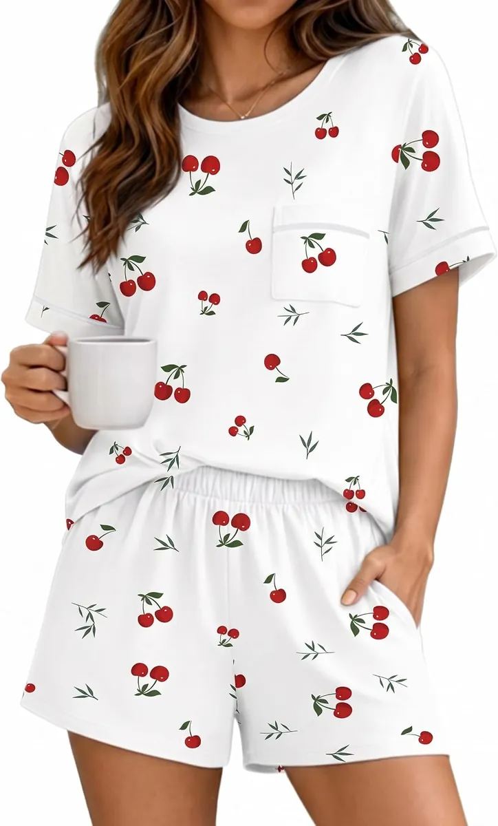 Ekouaer Women’s Short-Sleeve Pajama Shorts Set