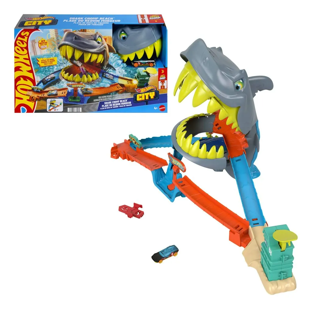 Hot Wheels City Shark Chomp Beach Playset w/ Car