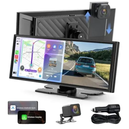 TOGUARDGO 9.26" Wireless CarPlay Screen w/ 4K+1080P Dual Dash Cam