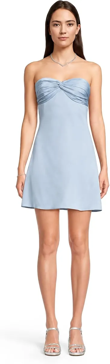 David’s Bridal Twist Neckline Charmeuse Mini Dress