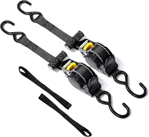 Self Retracting Ratchet Straps 1500Lb Break Strength 2-Pack