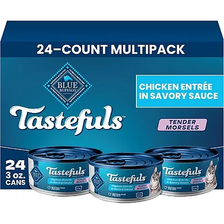 Select Accts: 24-Ct 3-Oz Blue Buffalo Tastefuls Chicken Tender Morsels Wet Cat Food