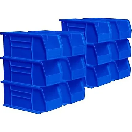 12-Pk Akro-Mils AkroBins Plastic Stackable Storage Bins (10-7/8"x5.5"x5", Blue)