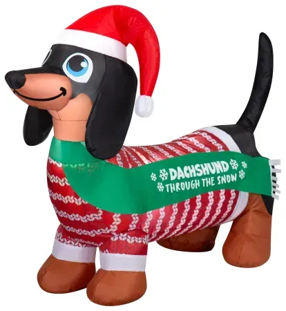 3.5' Holiday Time Multicolor Dachshund in Sweater