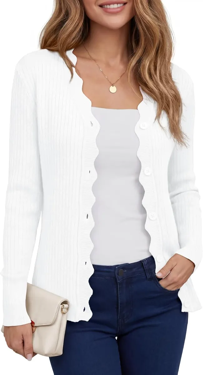 LILBETTER Women’s Scalloped Cardigan