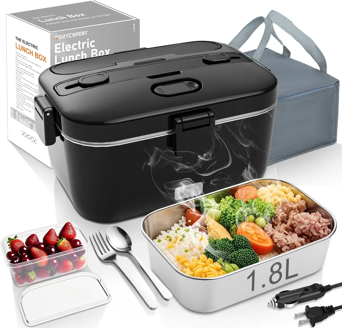 COZYEXPERT 1.8L Electric Lunch Box in Black
