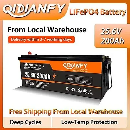 QIDIANFY 25.6V 200Ah LiFePO4 Battery 5120Wh
