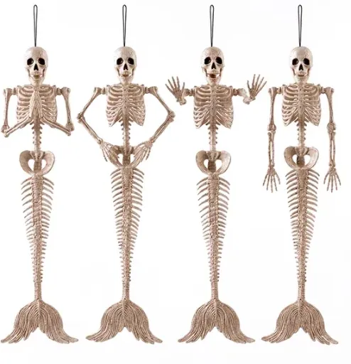 Joyfy 4-Pack 20" Posable Mermaid Skeleton Halloween Prop Decoration
