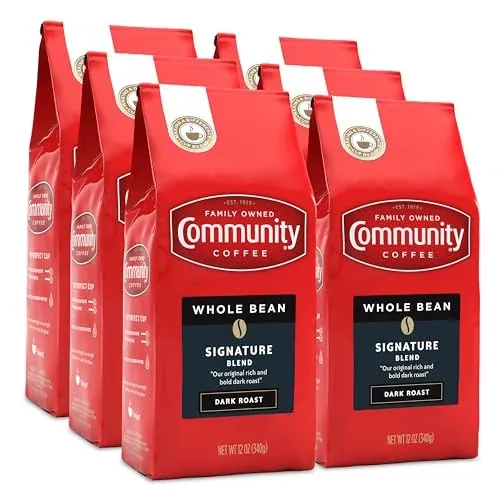 Community Coffee Dark Roast Whole Bean Coffee 6-Pack 12-Oz