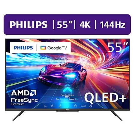 55" Philips 144Hz QLED+ 4K UltraHD 2160p Google + Gaming Smart TV