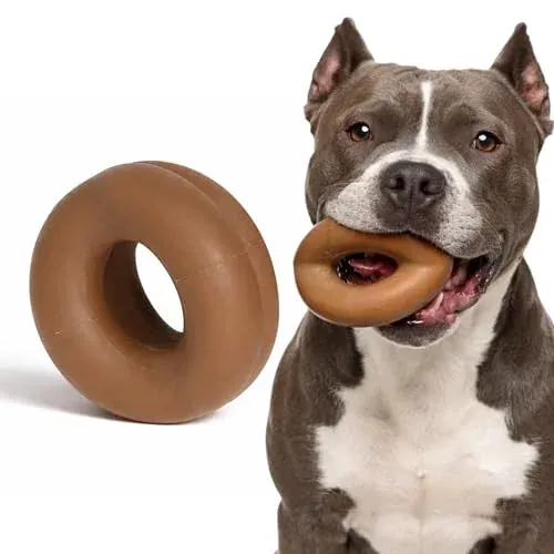 WoofBite 4" Natural Rubber Ring Ball Dog Chew Toy