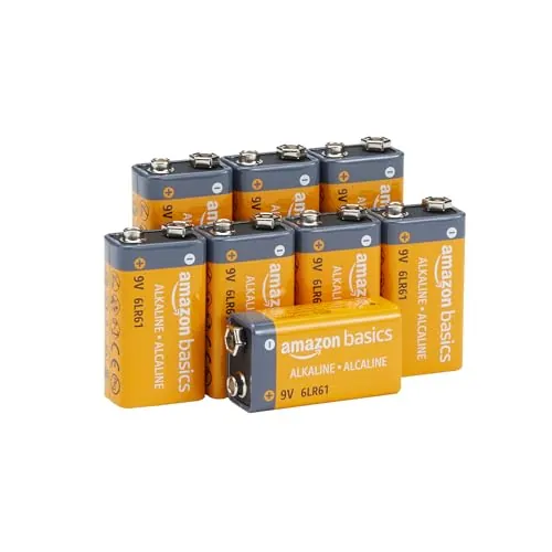 Amazon Basics 9V Long-Lasting Alkaline Batteries 8-Pack