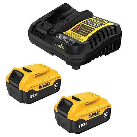 2-Pk DEWALT 20V MAX Lithium-Ion 5.0Ah Batteries w/ Charger