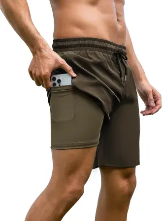 Arolina Men's 7" Quick Dry Swim Trunks w/ Compression Liner