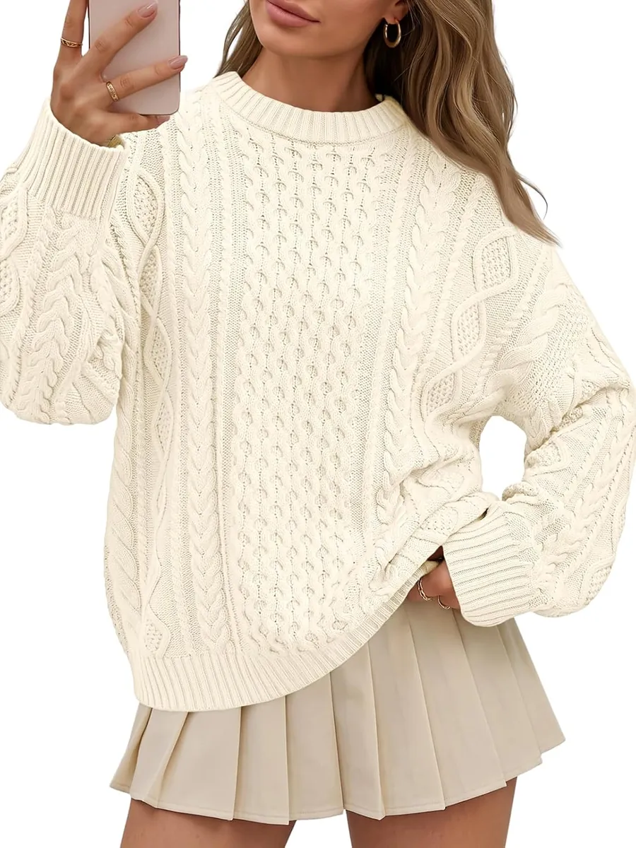 TRENDY QUEEN Women’s Oversized Cable Knit Sweater