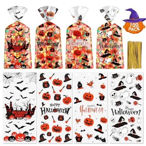 100 Pcs Halloween Treat Bags