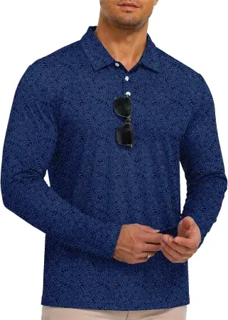 ZITY Men's UPF 50+ Long Sleeve Golf Polo Shirt
