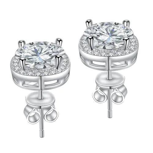 3-4 Carat Moissanite Sterling Silver Stud Earrings