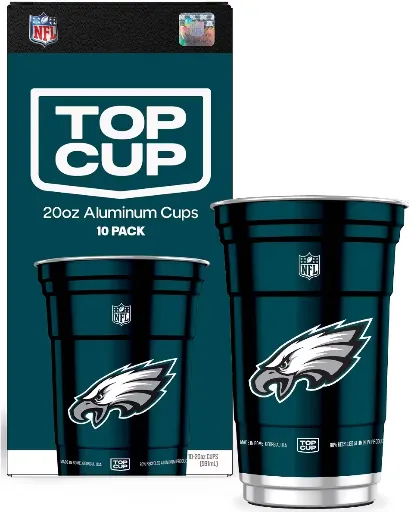 Top Cup NFL Philadelphia Eagles Disposable Cups 20oz 10-Count