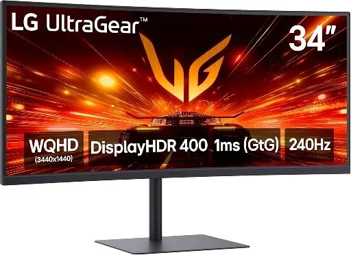 LG 34" UltraGear 3440x1440 WQHD 240Hz Curved VA Gaming Monitor