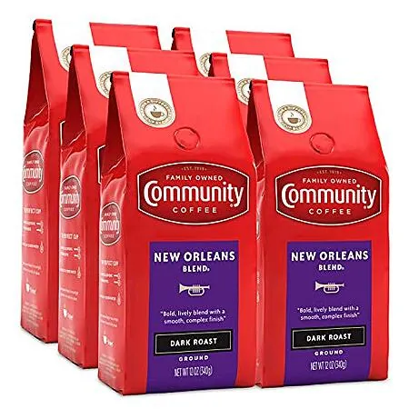 6-Pk 12-Oz Community Coffee Dark Roast Ground Coffee (New Orleans Blend)