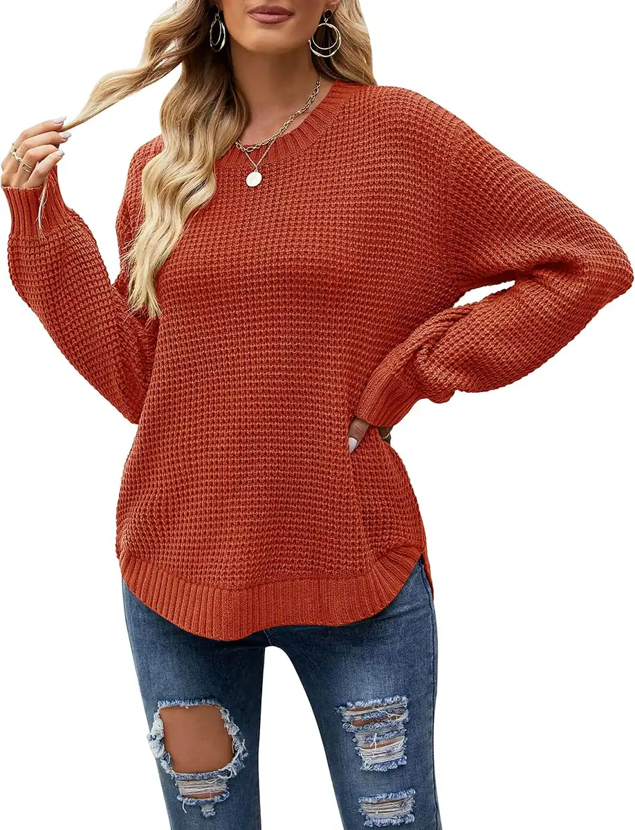 MEROKEETY Oversized Waffle Knit Sweater