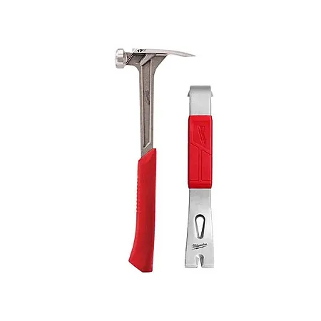 Milwaukee 17-Oz Smooth Face Framing Hammer + 12" Pry Bar