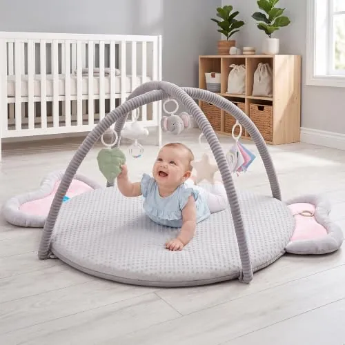 2PM SPORTS Tummy Time Mat Baby Play Gym with 5 Detachable Toys
