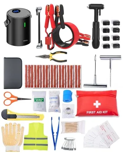 Yetour Emergency Kit Tire Inflator Portable Air Compressor & Jumper Cables