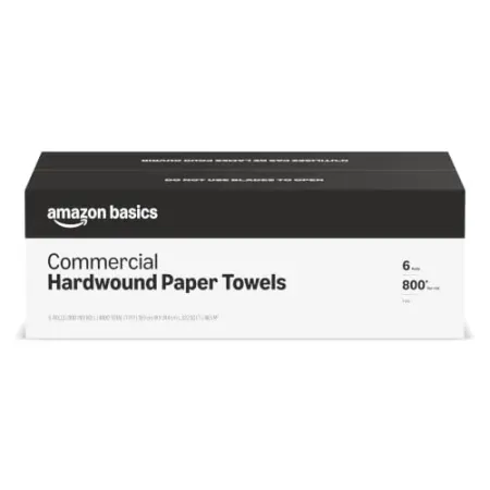 6-Count 800' Amazon Basics 1-Ply White Hardwound Paper Towels