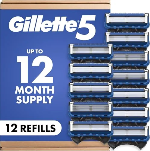 Gillette 5 Men's 5-Blade Razor Blade Refills 12-Count