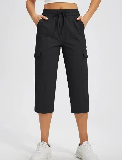 Libin Women's Capri Pants Cargo Hiking Cropped Pants UPF