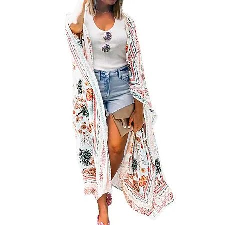 MayBuy Women's Floral Kimono Beachwear Cover-Up Cardigan (Various Colors)
