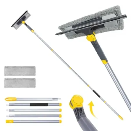 Masthome 77" 2-in-1 Window Squeegee & Microfiber Scrubber