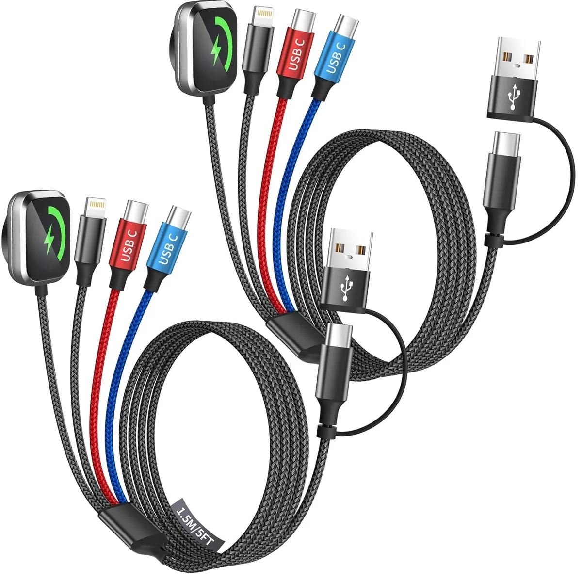 Travel Essentials 4-in-2 Multi Charging Cable 2 Pack by Mpatiby