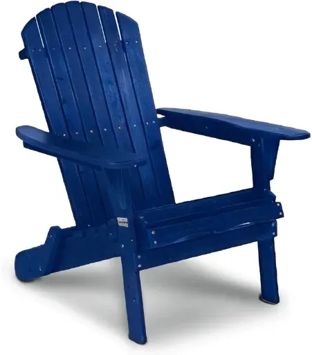 Highland Dunes Noyes Solid Wood Folding Adirondack Chair Blue