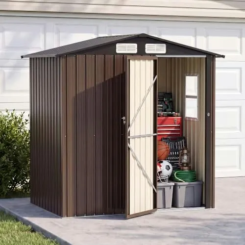 Lausaint Home 6x4-Foot Galvanized Steel Outdoor Storage Shed