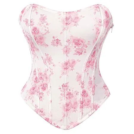 Scarlet Darkness Women's Renaissance Floral Strapless Corset Bustier Top