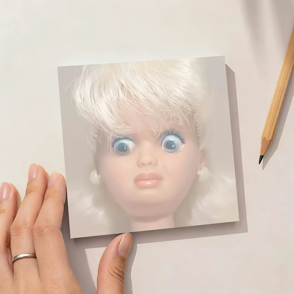 Disgusted Doll Face Memo Pad