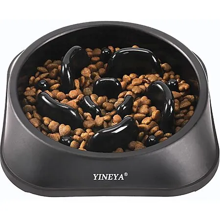 YINEYA Slow Feeder Dog Bowl (Black, Medium)