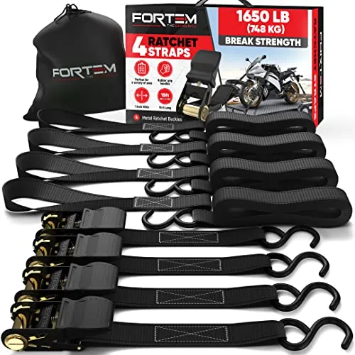 FORTEM Ratchet Straps, Tie Down Strap Set, 4 Pack