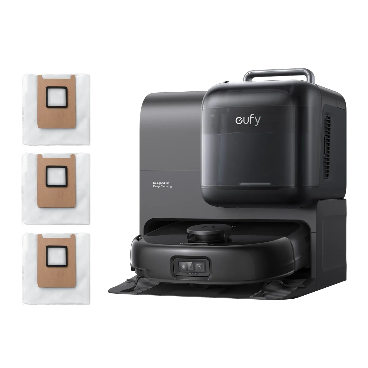 Eufy Robot Vacuum Omni E28 with Dust Bag and Bonus Bottle of eufy Spray Fabric Cleaner