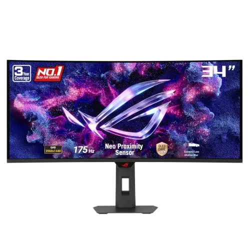 ASUS ROG XG34WCDG 34 Inch 1440p 175Hz Ultrawide OLED G-SYNC Gaming Monitor